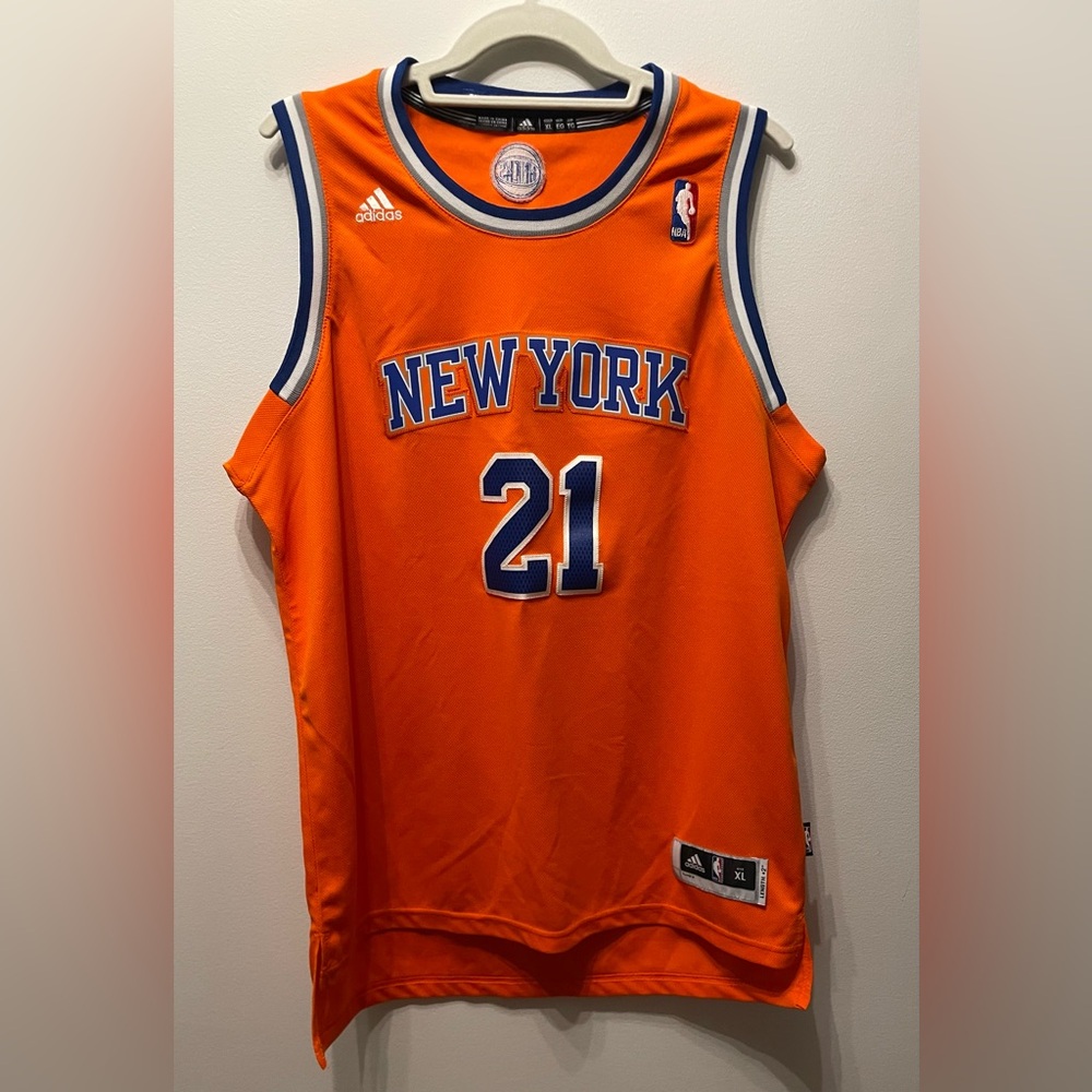 Adidas New York Knicks Orange Jersey with Blue and White Trim